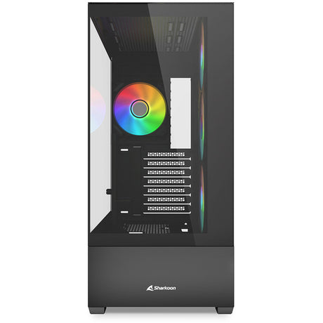 Obudowa midi tower Sharkoon ak6 rgb (czarna | 2x usb-a | 1x usb-c | rgb | szkło hartowane)