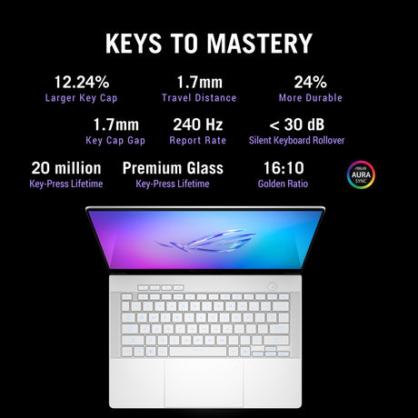 Laptop do gier Asus Rog Zephyrus G14 Ga403um-QS024W 14 Copilot+ (biały | Ryzen 9 270 | RTX 5060 | 16 GB | 1 TB SSD | OLED)