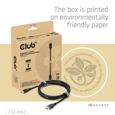 Kabel Club 3D DisplayPort 2.1 Vesa DP54 z certyfikatem męsko-męski (czarny, 3 metry, 4K 240 Hz, 8K 120 Hz, 54 Gb/s)