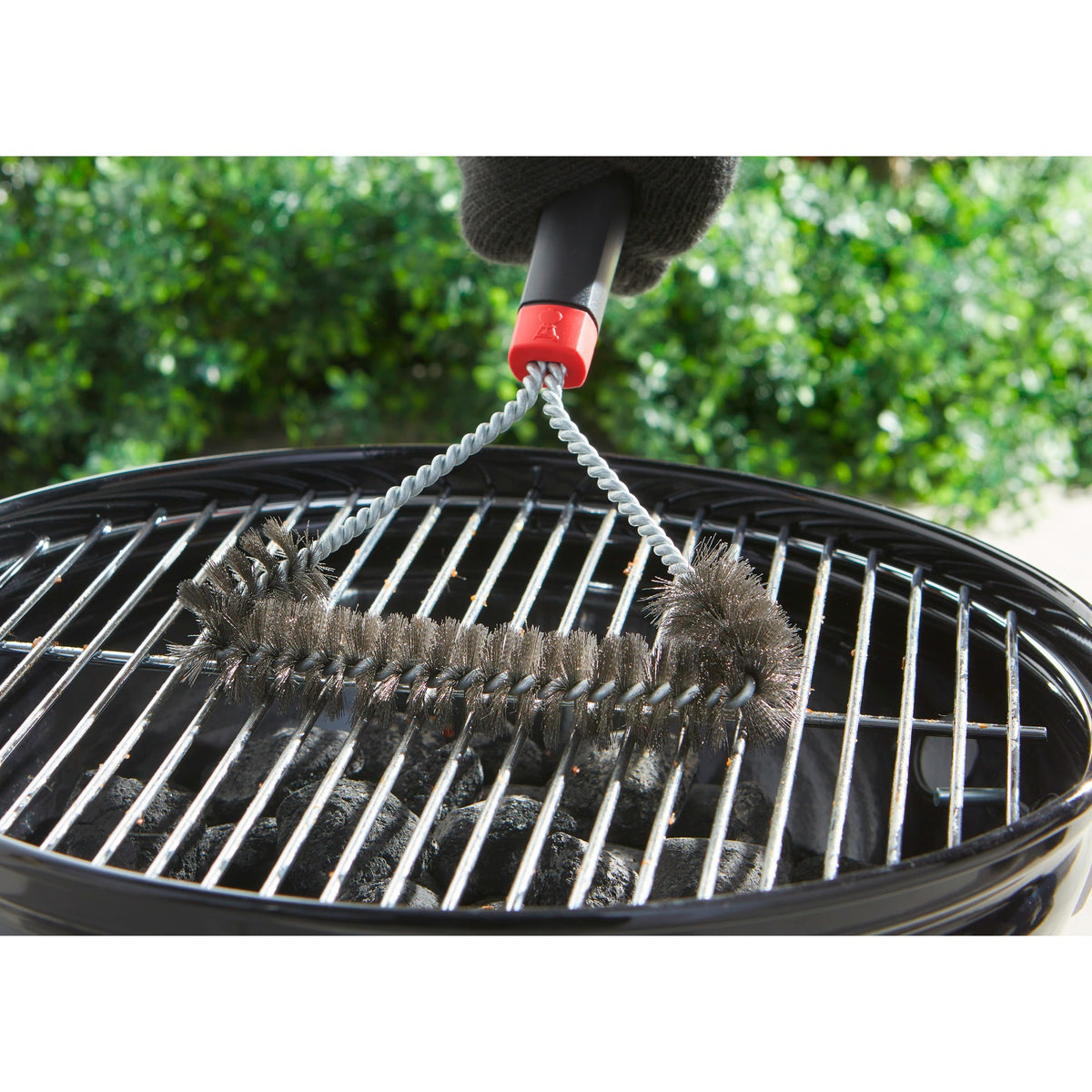 Trójstronna szczotka do czyszczenia Weber szczotka do czyszczenia grilla (czarno-czerwona, 30 cm)