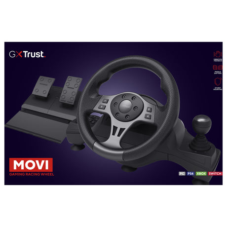 Trust gxt 289 movi racestuur stuur (zwart, pc, xbox series x s, switch, playstation 4)
