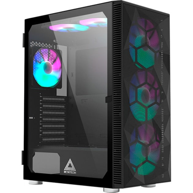 Obudowa midi tower Montech x3 mesh (czarna | 3x USB-A | RGB | szkło hartowane)
