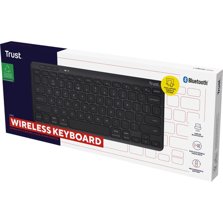 Kompaktowa bezprzewodowa klawiatura Trust Lyra (czarna, układ US (QWERTY), przełączniki nożycowe, 65%, 2,4 GHz USB, Bluetooth)