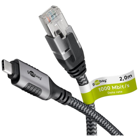 Adapter sieciowy Goobay USB-C 3.2 gen1 na RJ-45 (czarno-srebrny, 2 metry)