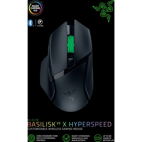 Mysz do gier Razer Basilisk v3 x hyperspeed (czarna, 400 - 18000 dpi, bezprzewodowa hyperspeed, bluetooth)