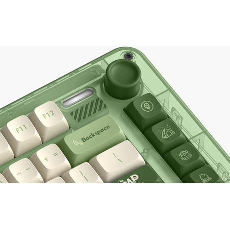 Bezprzewodowa klawiatura mechaniczna kempingowa Iqunix Zx75 (zielona, układ amerykański (QWERTY), wiśniowy mx brązowy, 75%, diody RGB, możliwość wymiany podczas pracy, podwójny strzał pbt, 2,4 GHz | bluetooth 5.1 | USB-C)