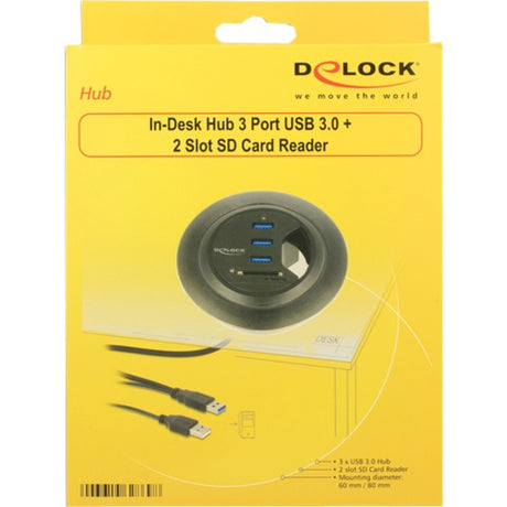Delock koncentrator biurkowy z 3 portami USB 3.0 i 2 gniazdami, czytnikiem kart SD, czytnikiem kart
