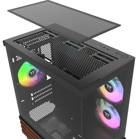 Obudowa mini tower Thermaltake View 170 ws argb (kolor czarnego drewna | 2x usb-a | rgb | okno)