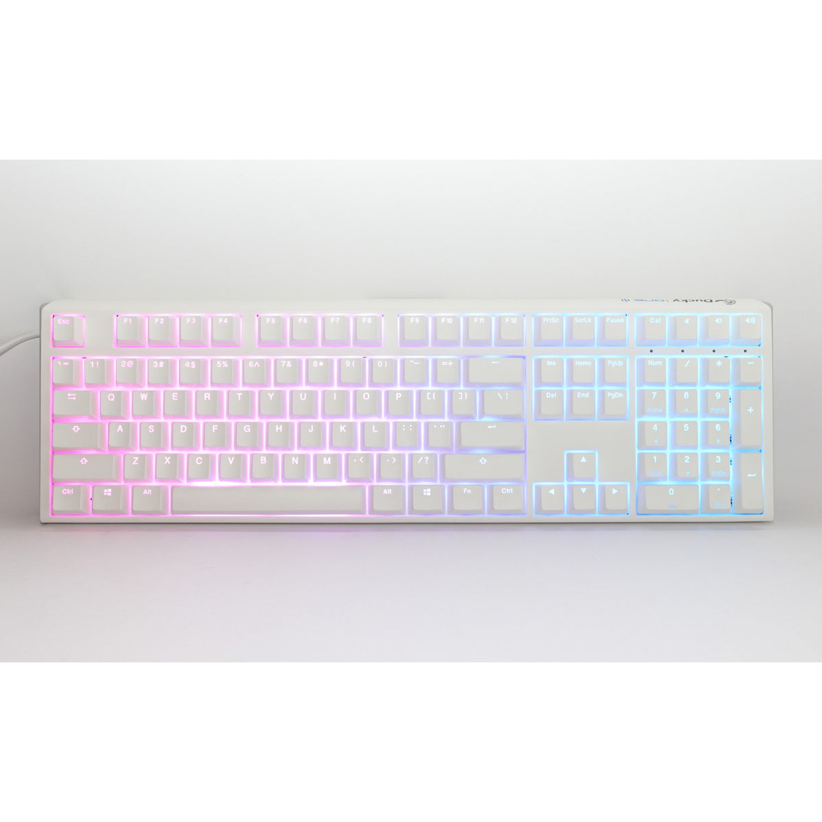 Ducky one 3 klasyczna, czysta biała klawiatura mechaniczna rgb (biała, układ amerykański (qwerty), wiśnia mx cicha czerwona, 100%, dioda rgb, podwójny strzał pbt, możliwość wymiany podczas pracy, mechanika szarlatanu)