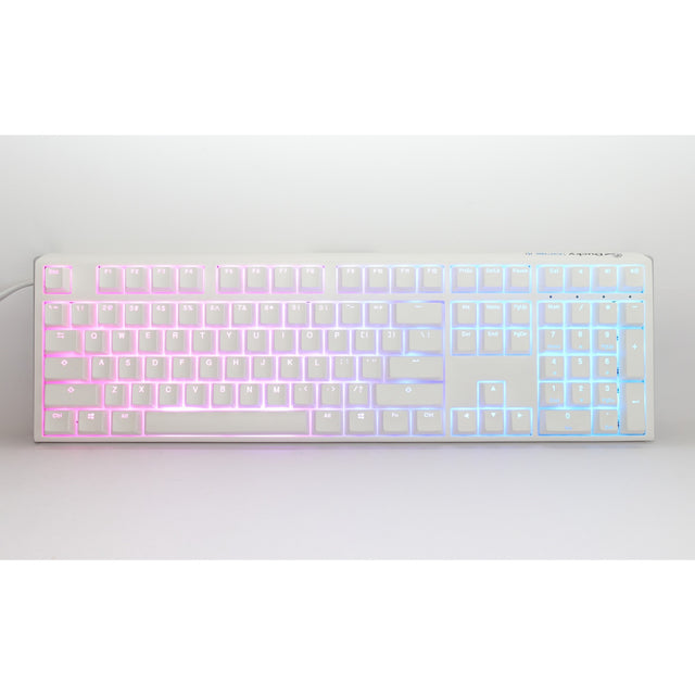 Ducky one 3 klasyczna, czysta biała klawiatura mechaniczna rgb (biała, układ amerykański (qwerty), wiśnia mx cicha czerwona, 100%, dioda rgb, podwójny strzał pbt, możliwość wymiany podczas pracy, mechanika szarlatanu)