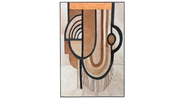 Schilderij abstract leer 52x77x2cm
