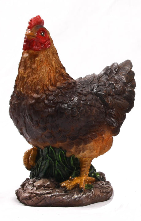 Figurka ogrodowa zwierząt gospodarskich kurczak mini brązowa 5x5x12cm