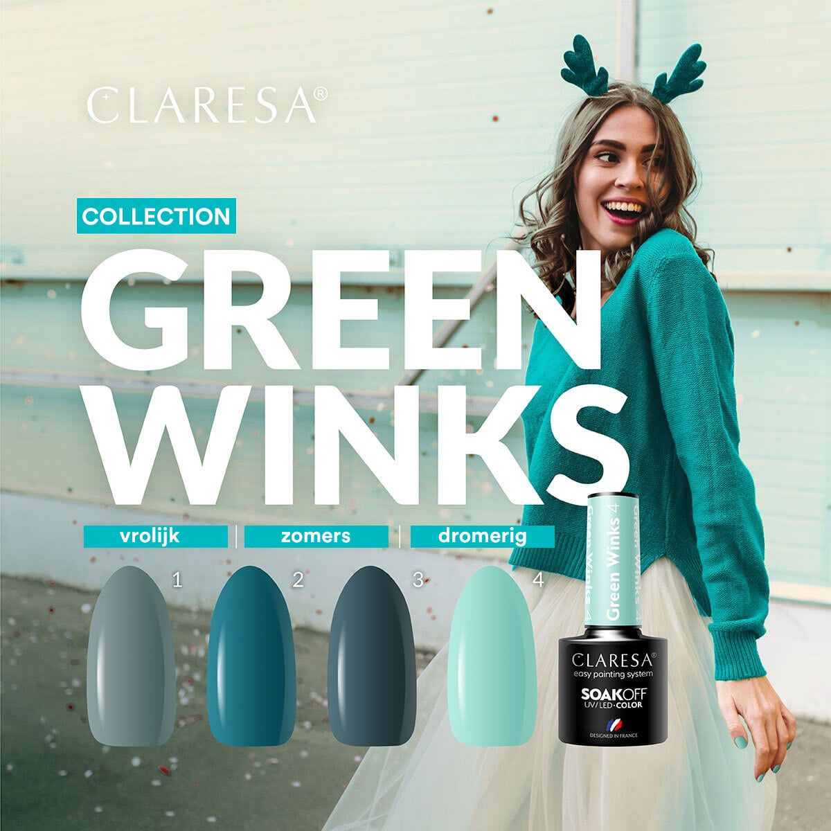 Claresa Lakier żelowy UV LED 5ml Green Winks 2