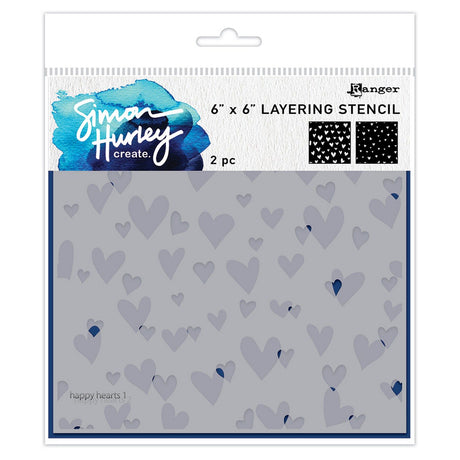 Ranger Ink Ranger • Simon Hurley szablony do nakładania warstw Happy Hearts 2szt
