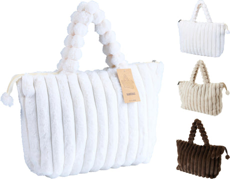 Home styling handtas teddy ribbel in 2 kleuren
