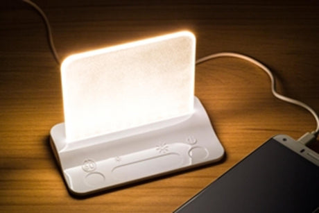 Cosydecor zintegrowana lampa stołowa LED USB biała z funkcją ściemniania + funkcja ładowania telefonu