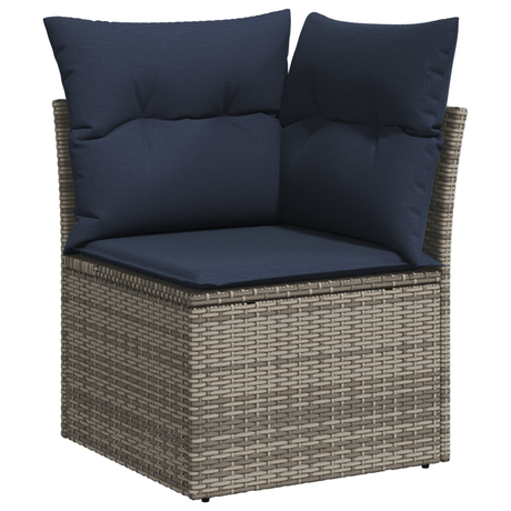 Vidaxl tuinhoekbank met kussens poly rattan grijs