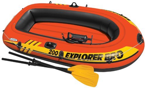 Intex Explorer 200 ustawiony na łopatki i pompkę