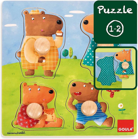 Puzzle Goula - drewniane puzzle z 4 misiami - 4 sztuki