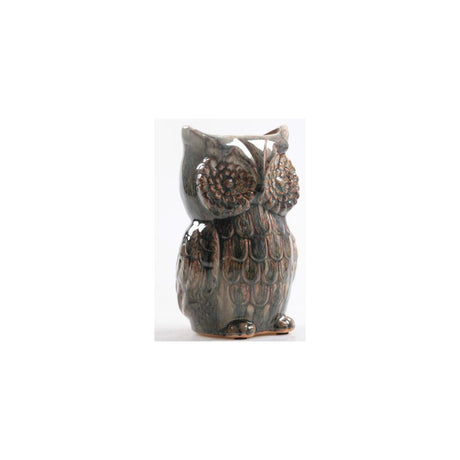 Season inspired decoration vaas uil donkergroen 10,5x10x16cm