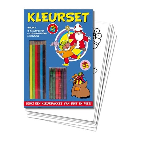 Zestaw do kolorowania Van der Doelen Sinterklaas zawierający kolorowanki, kolory i kredki