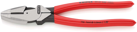 Knipex kracht-kombitang lineman's pliers amerikaans model | anti-slip kunststof bekleed | lengte 240 mm - 09 01 240
