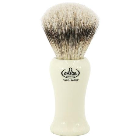 Pędzel do golenia Omega 100% Super Badger Cream, rączka 12,5 cm