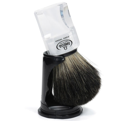 Pędzel do golenia Omega 100% czarny borsuk przezroczysty + standard 11cm