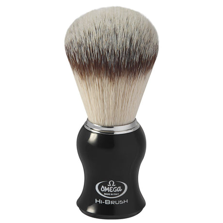 Pędzel do golenia Omega Hi-brush z włosia syntetycznego z efektem włosia borsuka, czarna rączka 11 cm