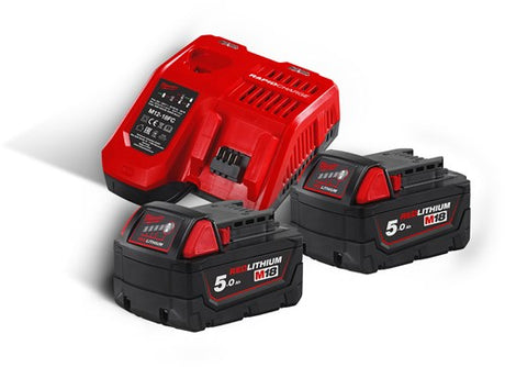 Milwaukee m18 nrg-502 | zestaw rozruchowy do akumulatorów 18v (akumulator 2x 5.0ah + szybka ładowarka m12-m18) - 4933459217