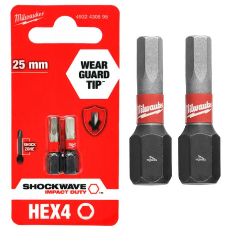 Akcesoria Milwaukee Bit wkrętowy Milwaukee | fala uderzeniowa | hex4 | 25mm | 3 sztuki - 4932500380