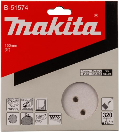 Makita b-51574 tarcza szlifierska 150mm k320 biała na rzep