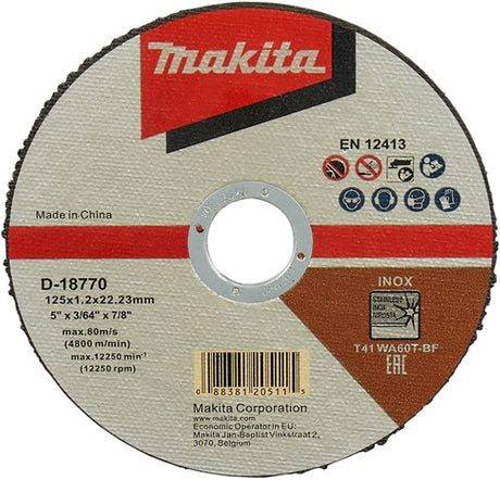 Akcesoria Makita tarcza tnąca ze stali nierdzewnej 125x22,23x1,2mm, 100 sztuk - d-18770-100