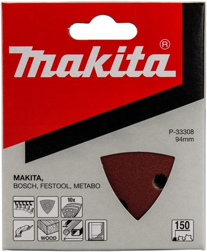 Akcesoria Makita Makita P-33308 arkusz szlifierski 3-k 94mm K150 czerwony rzep 10szt