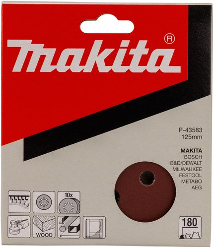 Makita p-43583 tarcza szlifierska czerwona v. 125mm. k180 ve=10