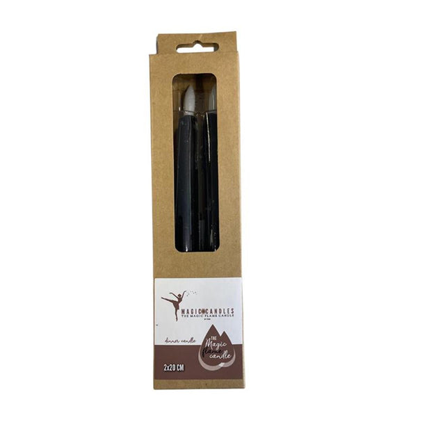 Świece stołowe Magic Flame, świeca obiadowa LED, kroplówka, 20 cm, czarne, zestaw 2 sztuk