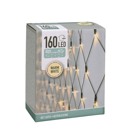 Oświetlenie sieciowe LED ciepłobiałe 160 diod LED 1x2m