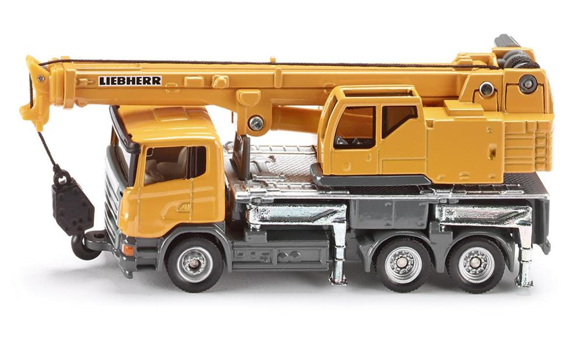 Siku 1859, ciężarówka z żurawiem teleskopowym Liebherr, skala 1:87, metalowy plastik
