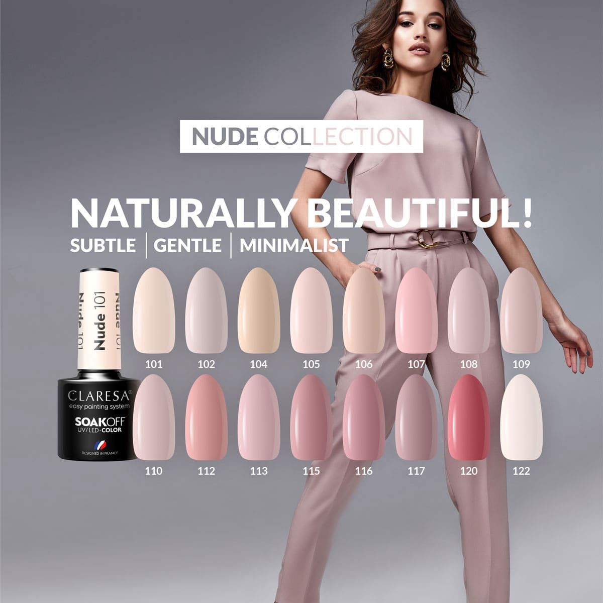 Claresa Lakier Żelowy UV LED 5ml Nude 107