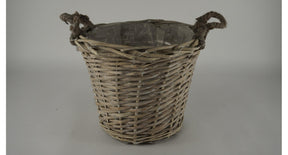 Oorpot grijs riet met jute oren 28cm
