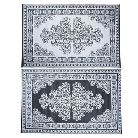 Dywan ogrodowy Esschert Design z motywem perskim 186x120cm czarno-biały