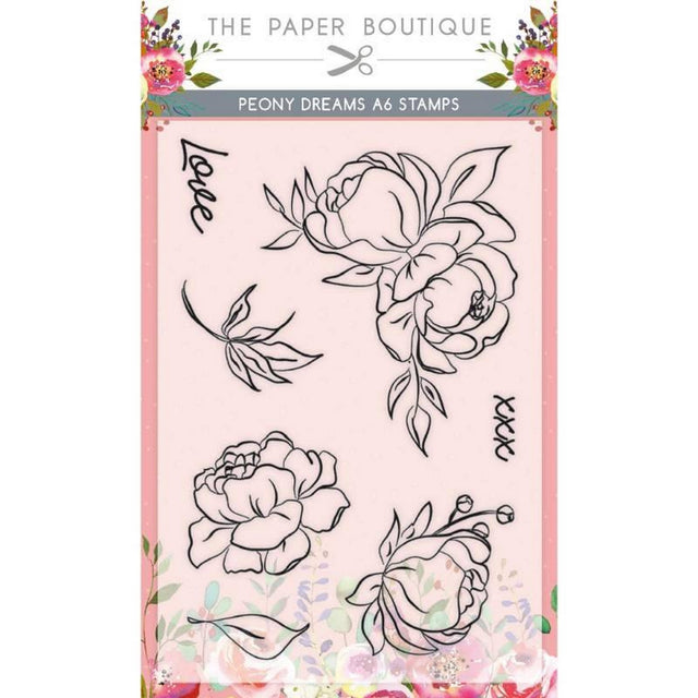Butik papierowy • Zestaw 6 znaczków Peony Dreams