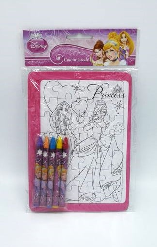 Puzzle Van der Doelen Disney Princess do samodzielnego pokolorowania, 28 elementów za pomocą kredek