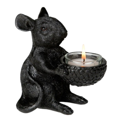 Mysz na tealighty czarna 12,5 cm | 6 sztuk