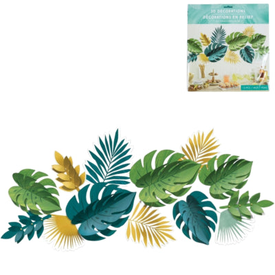 Dekoracja Amscan 3D liście palmowe 31 cm 13 szt. | 12 sztuk