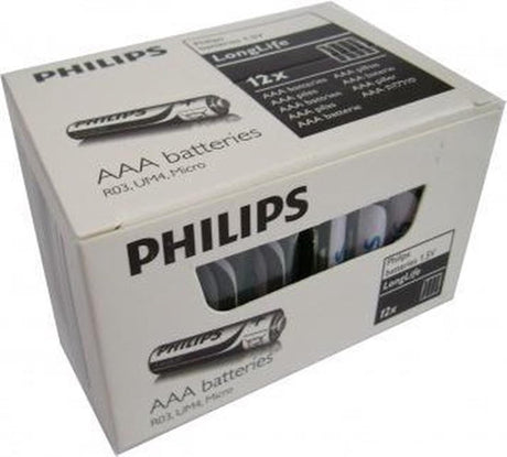 Baterie Philips longlife aaa r03 pudełko zawierające 12 blistrów po 4 sztuki