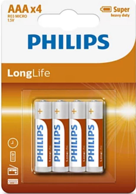 Baterie Philips longlife aaa r03 pudełko zawierające 12 blistrów po 4 sztuki