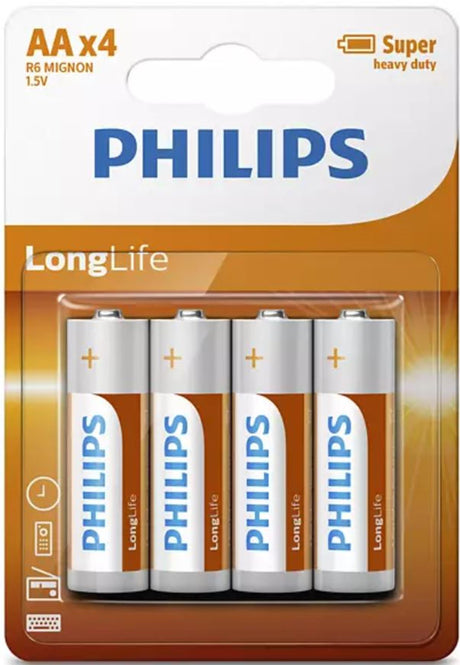 Baterie Philips longlife AA R6, pudełko zawierające 12 blistrów po 4 sztuki