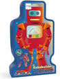 Warcaby zarysowują kształty, puzzle robot-robobuilder