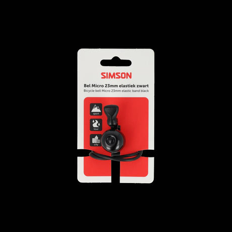 Dzwonek rowerowy Simson micro 23mm gumowy elastyczny uchwyt czarny